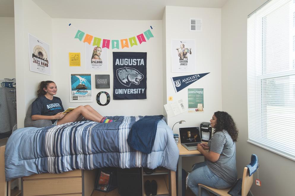 Augusta University students in dorm room