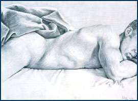 "Reclining Male Nude" by Debra Tyler, Class of 2005