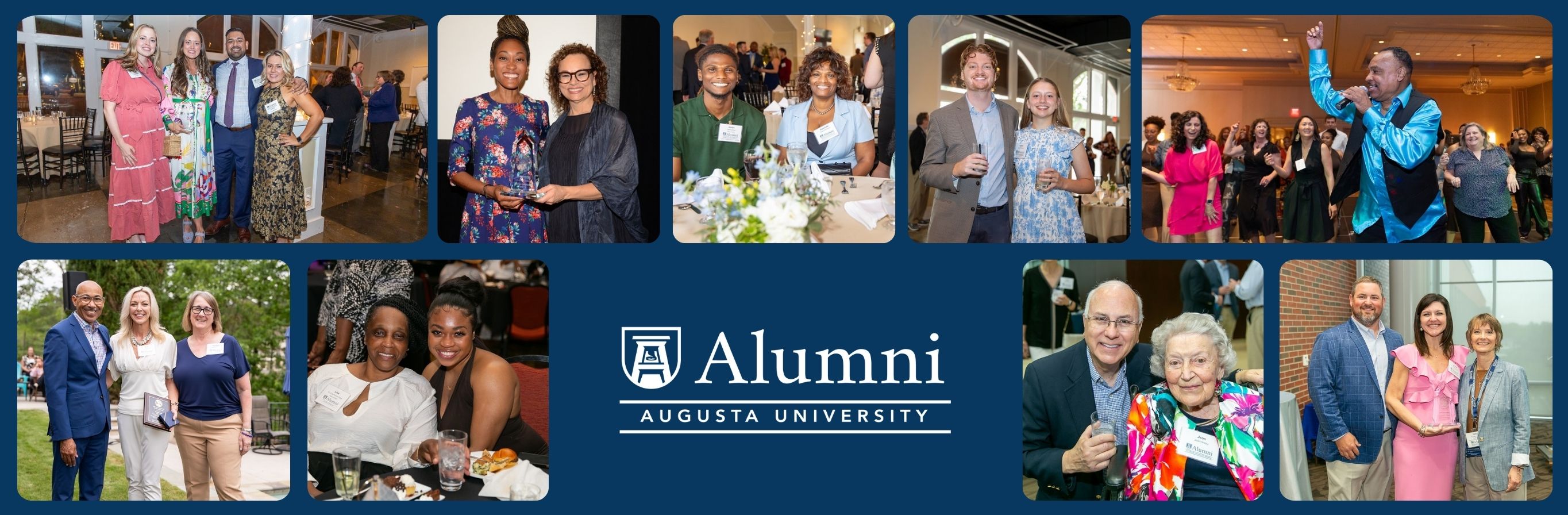 Collage of alumni gathering at events