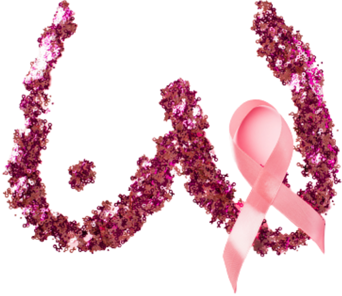 icon of a breast covered in a ribbon