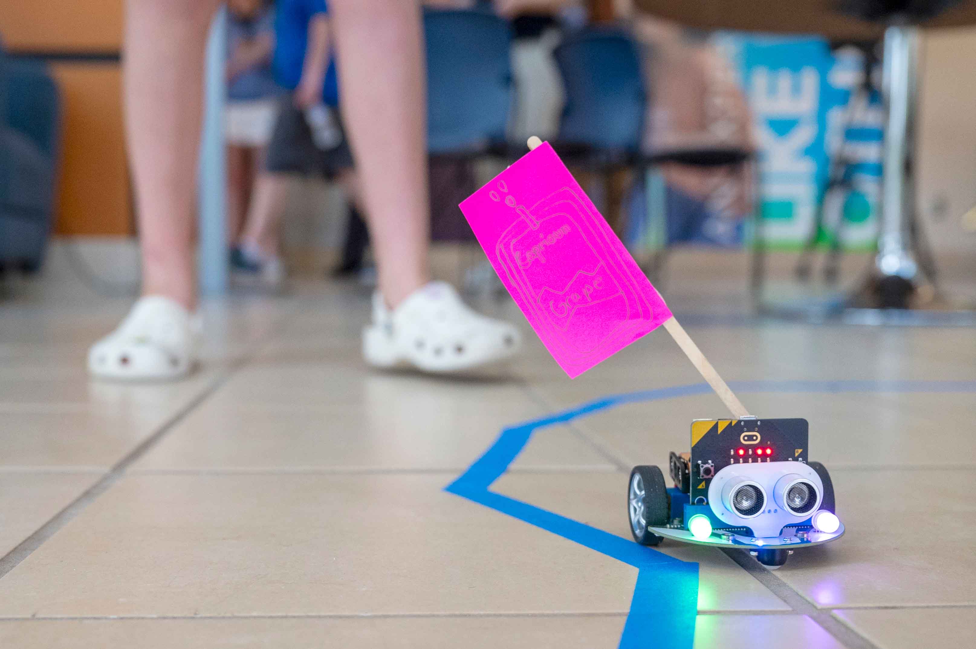 robot with flag
