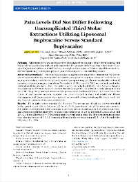 Journal of Oral and Maxillofacial Surgery Screenshot for the article Pain Levels Did Not Differ Following Uncomplicated Third Molar Extractions Utilizing Liposomal Bupivacaine Versus Standard Bupivacaine