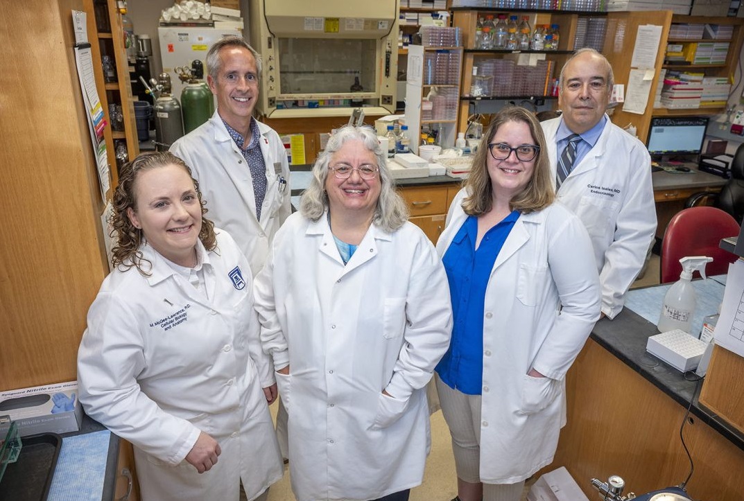 From left, Dr. Meghan McGee-Lawrence, Dr. Eric Belin de Chantemele, Dr. Wendy Bollag, Dr. Kate Kosmac and Dr. Carlos Isales