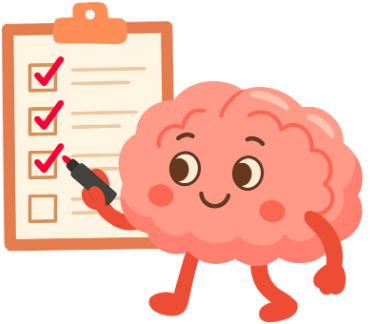 A brain checking off items on a chart list