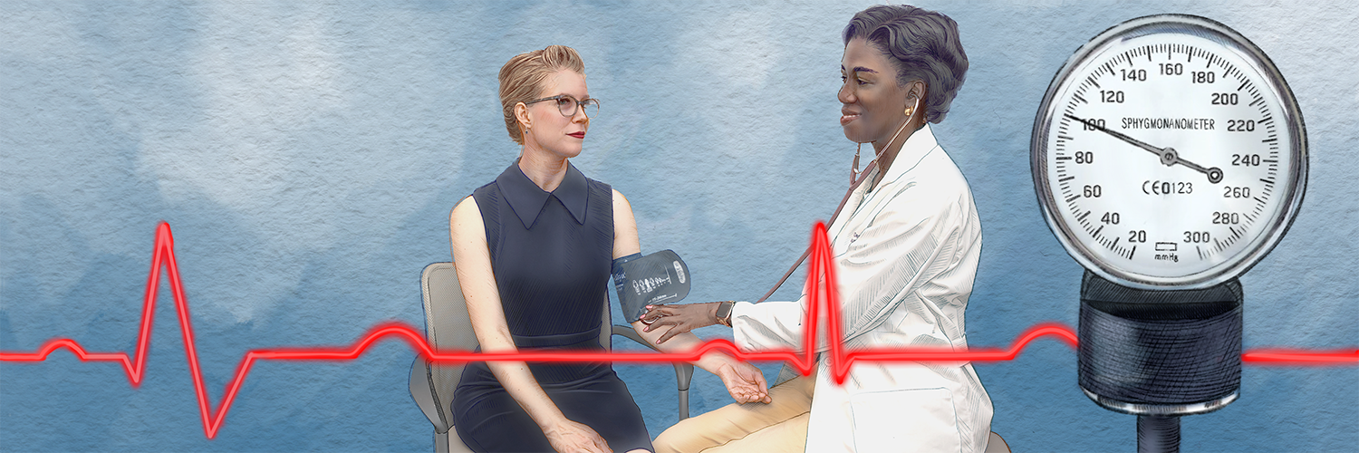 illustrative image of woman getting blood pressure taken