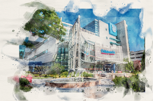 Water color rendition of the Children's Hospital of Georgia
