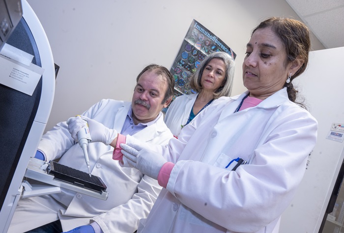 Researchers in lab