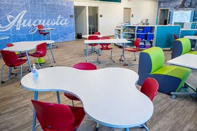 The reading area in the Literacy Center