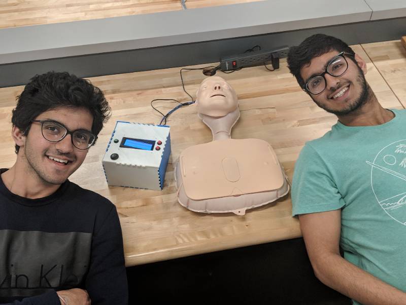 Nitish and Anish with CPR manikan