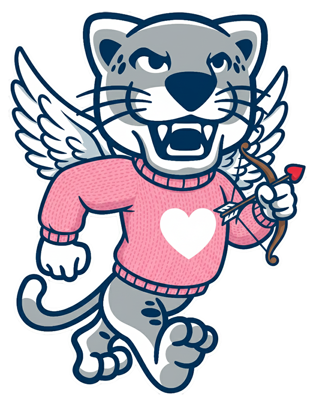 Augustus in a pink sweater with a bow and arrow