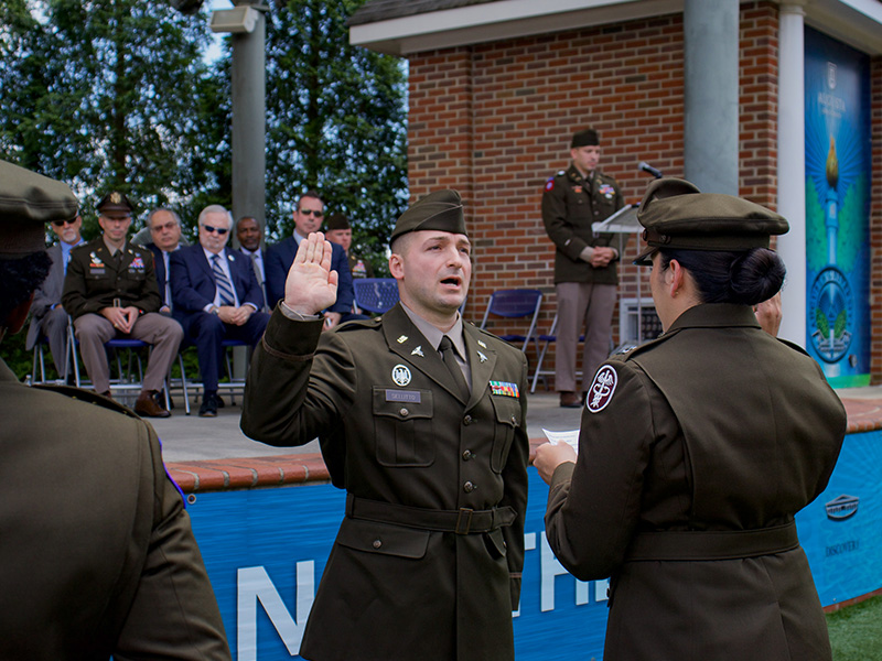 Cadet recites Army Oath of Officership at Commissioning Ceremony