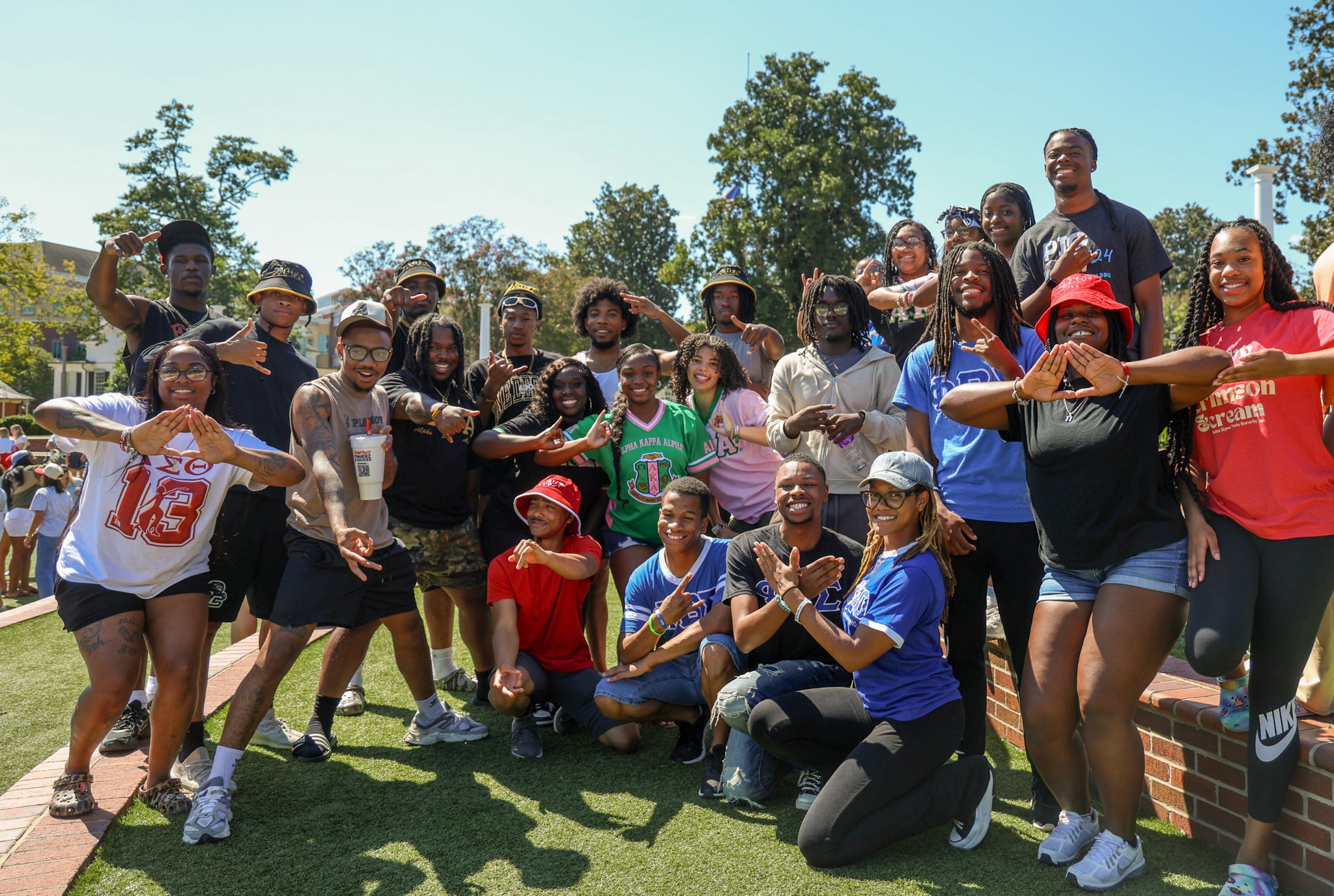 Greek Life members at amphitheater