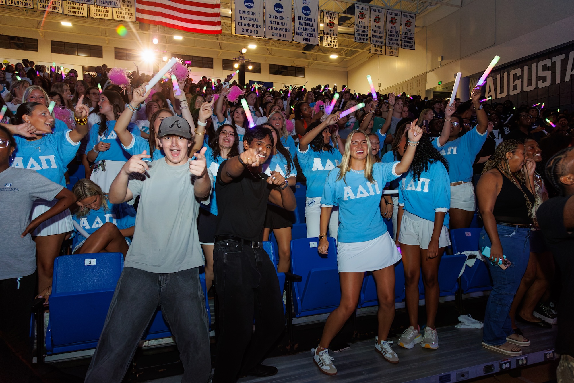 students cheering at Christenberry Fieldhouse