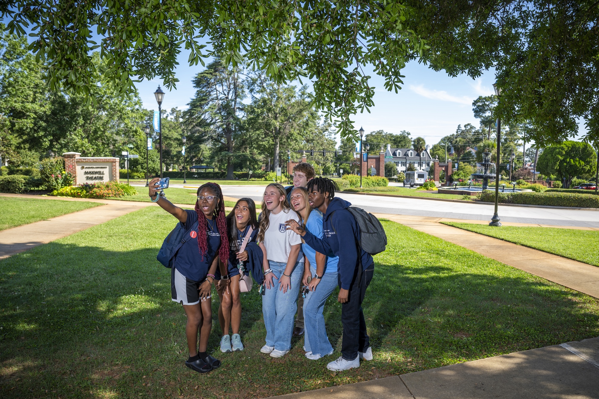 students taking selfie